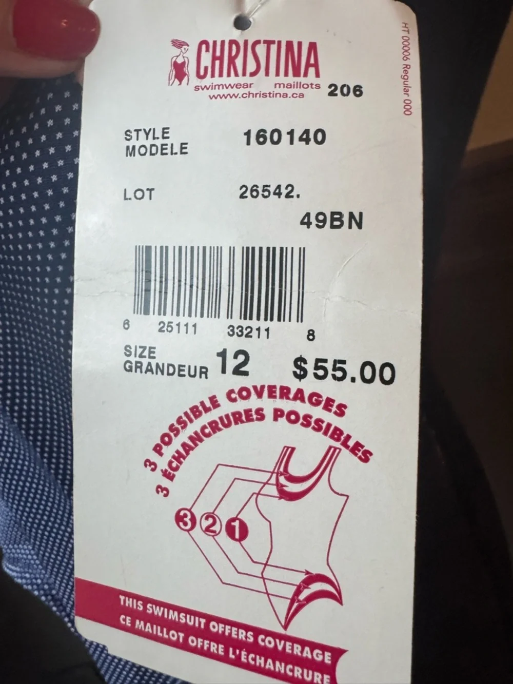 Christina Navy and White Dot Halter One-Piece Deadstock NWT 12 - Picture 4 of 5